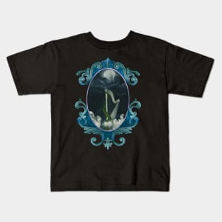 Wonderful harp and swan in the ocean Kids T-Shirt